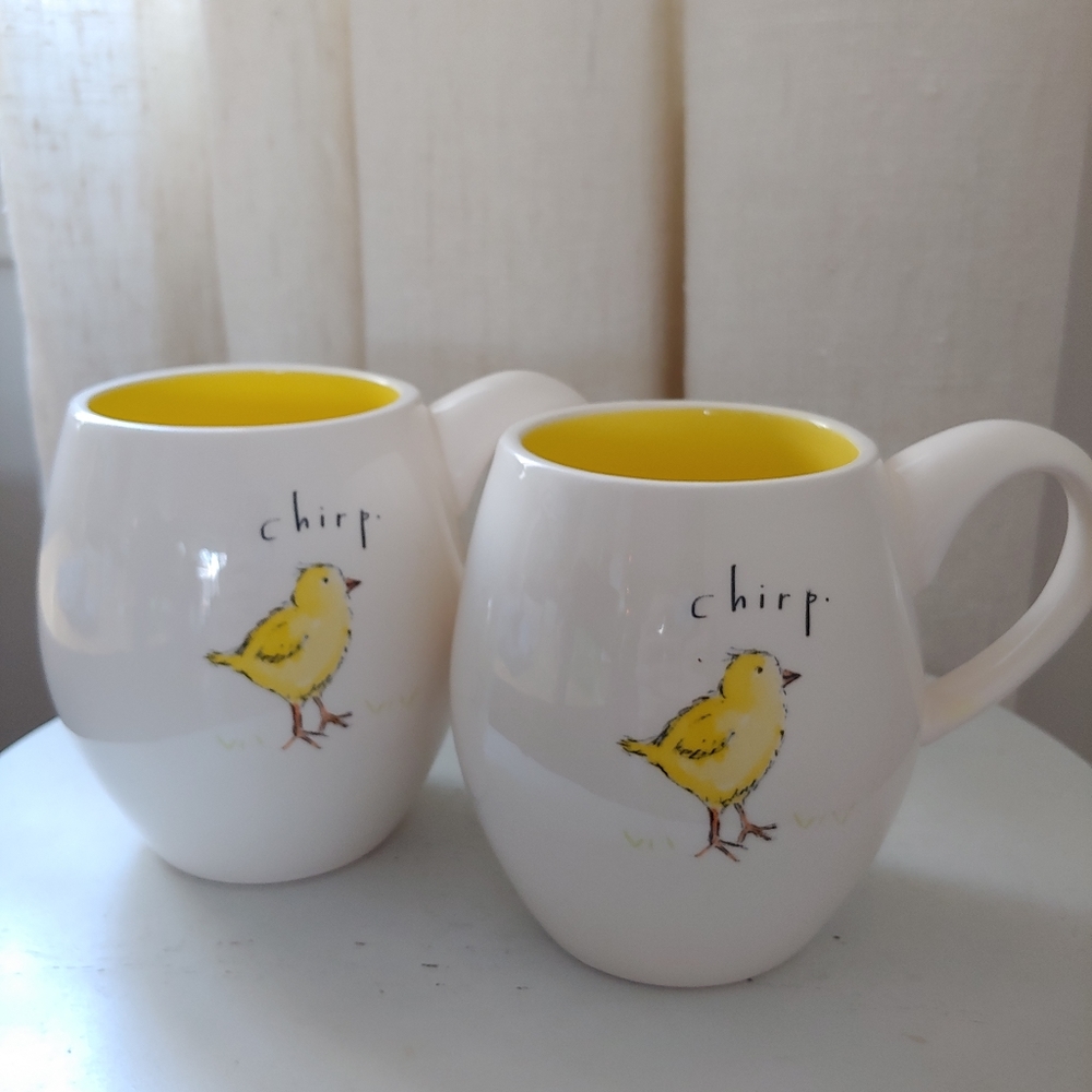 Magenta Chirp Easter Chick Coffee Mugs Set of 2